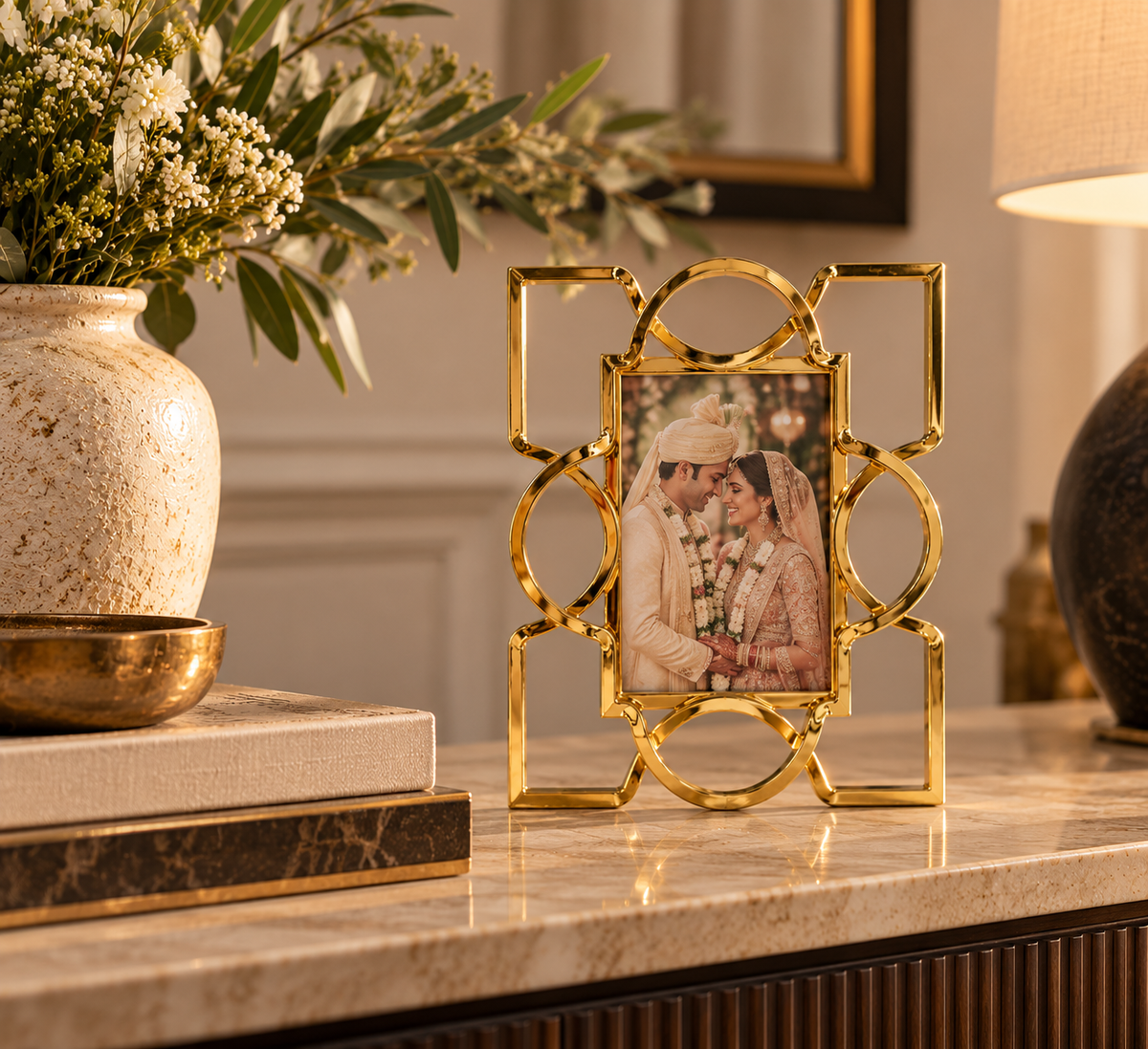 Gold Metal & Glass Photo Frame