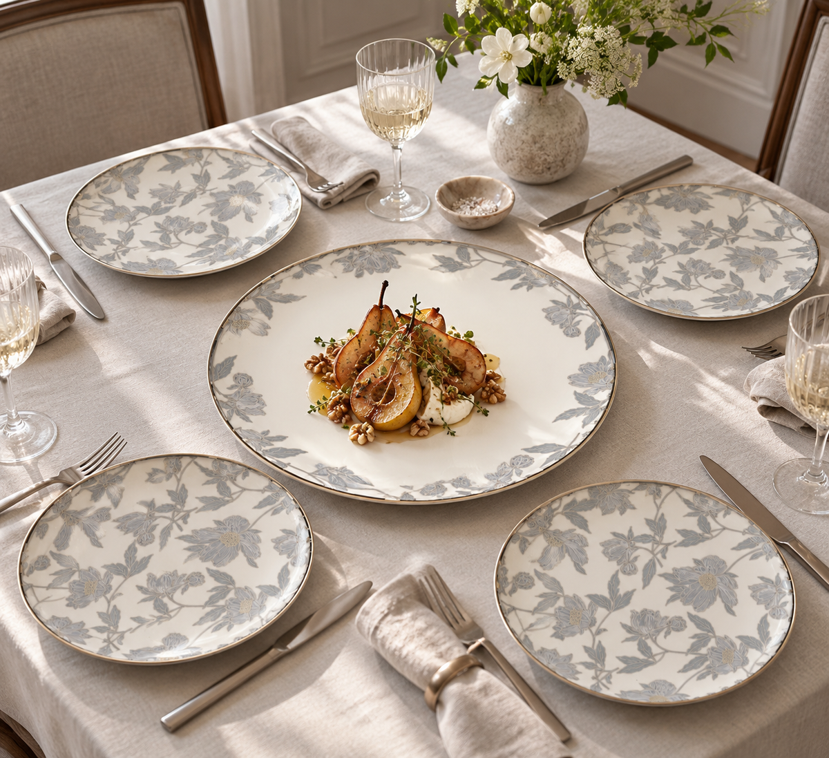 Floral Serving Plate Set