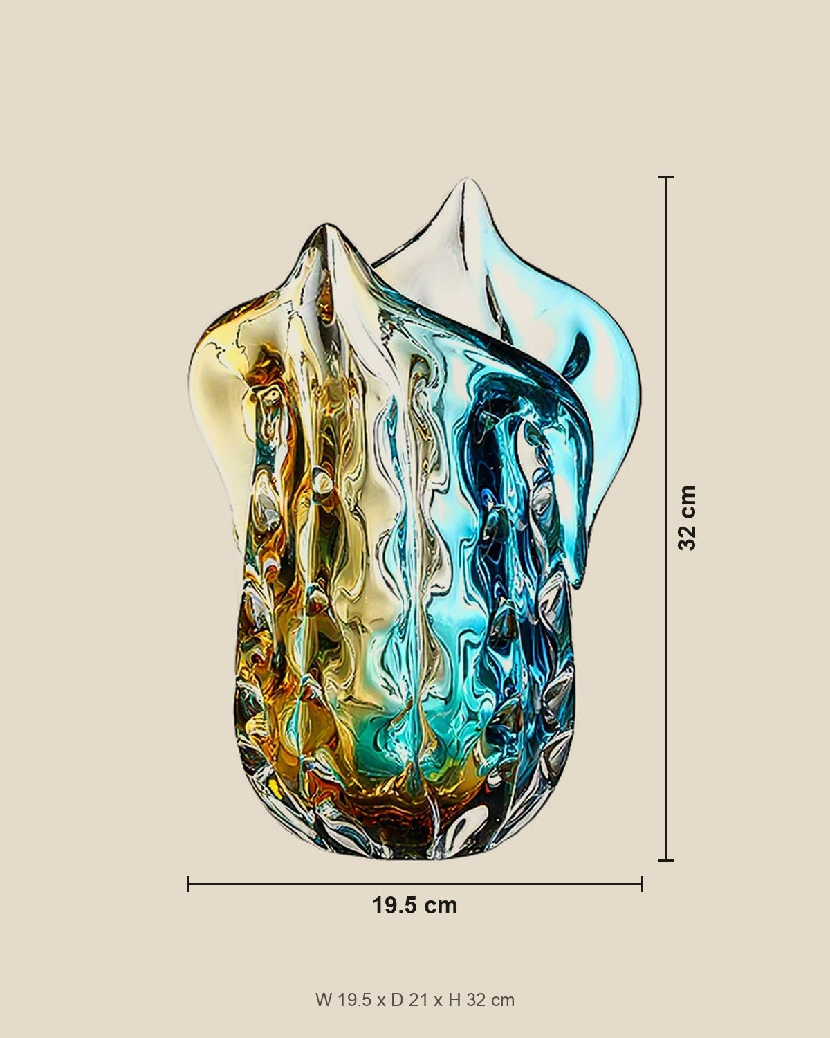 Concave Petal Glass Vase shown for scale