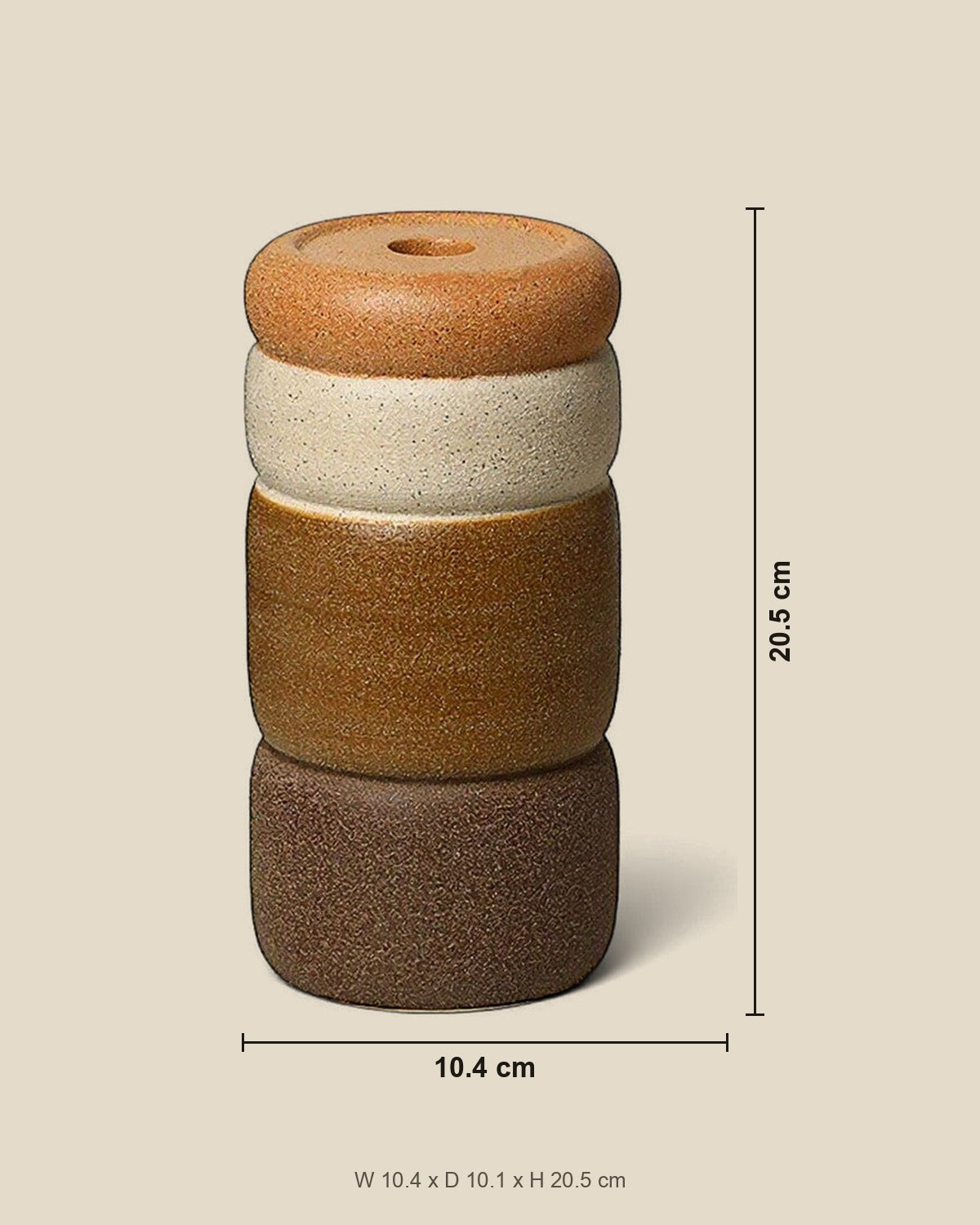 Multicolor Round Ceramic Candlestick shown for scale