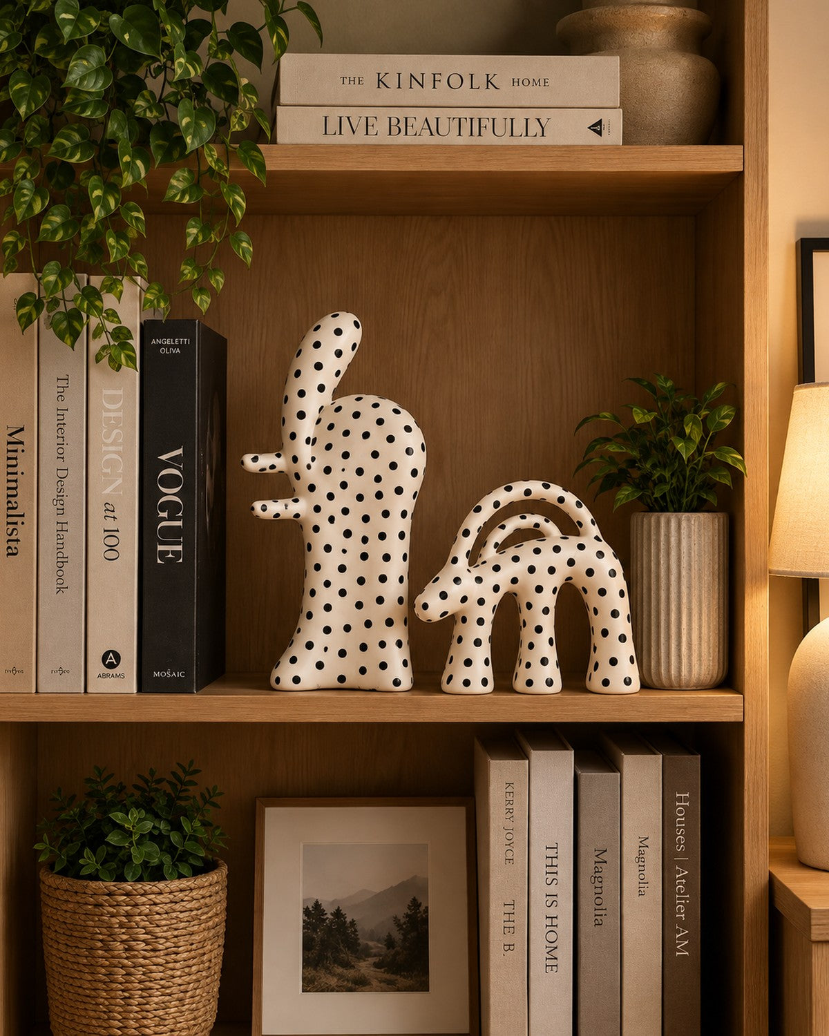 greenery, and framed art visible