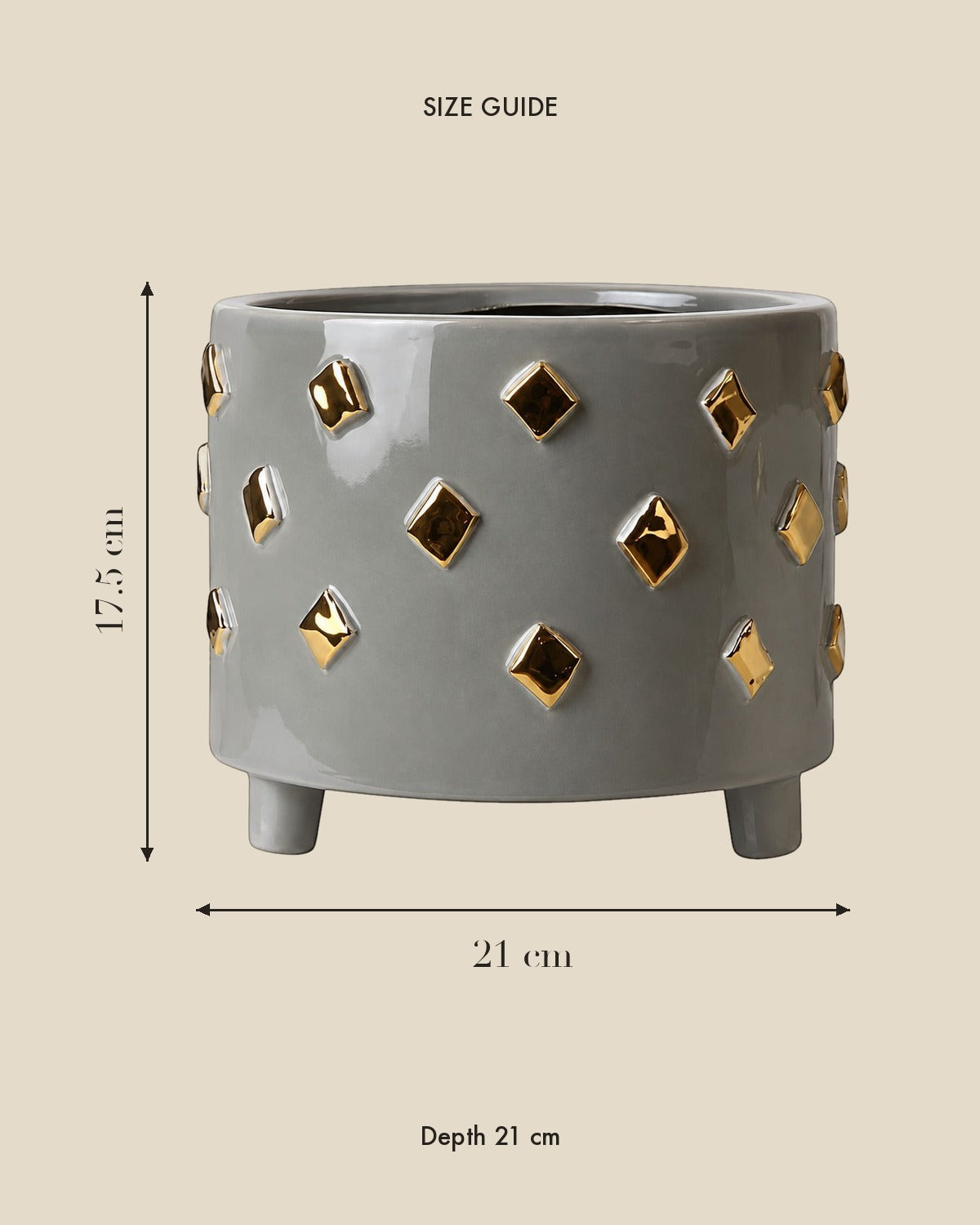 Square Gold Ceramic Bowl size guide
