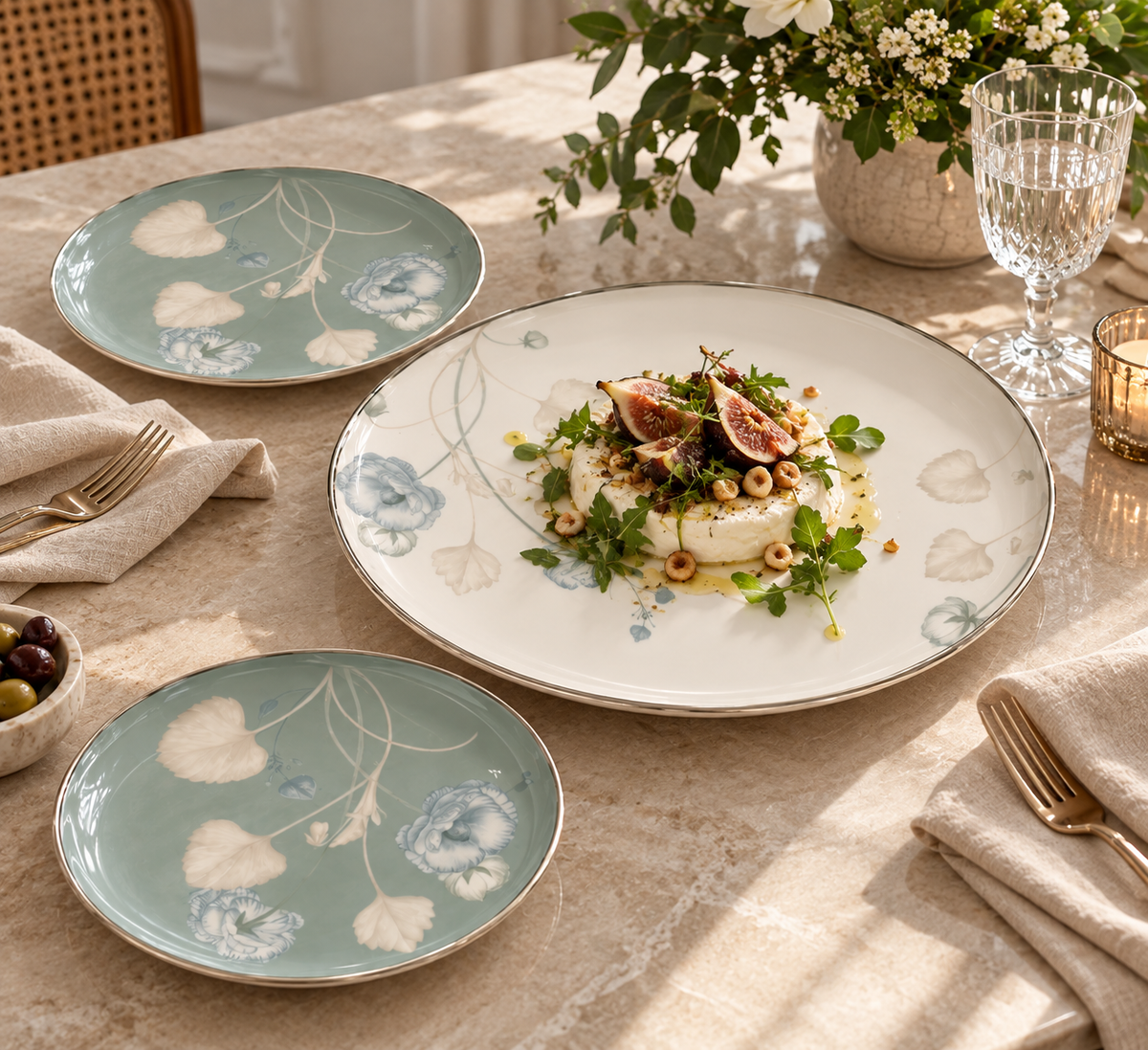 Floral Serving Plate Set