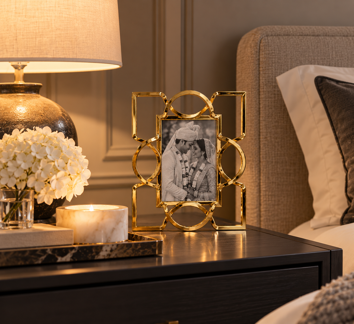Gold Metal & Glass Photo Frame