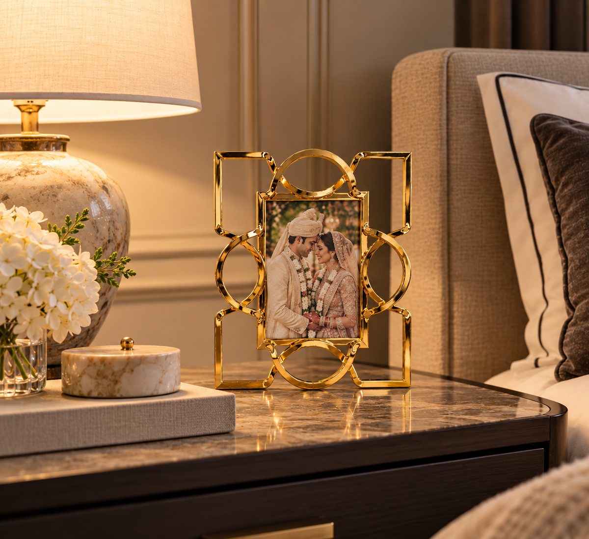 Gold Metal & Glass Photo Frame