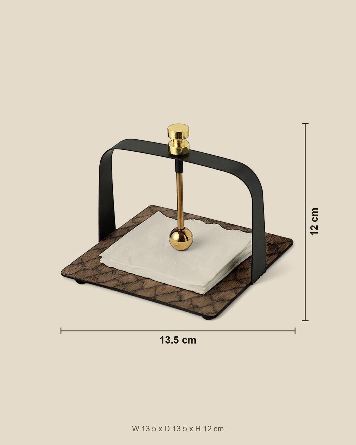 Wood Veneer Tissue Holder shown for scale