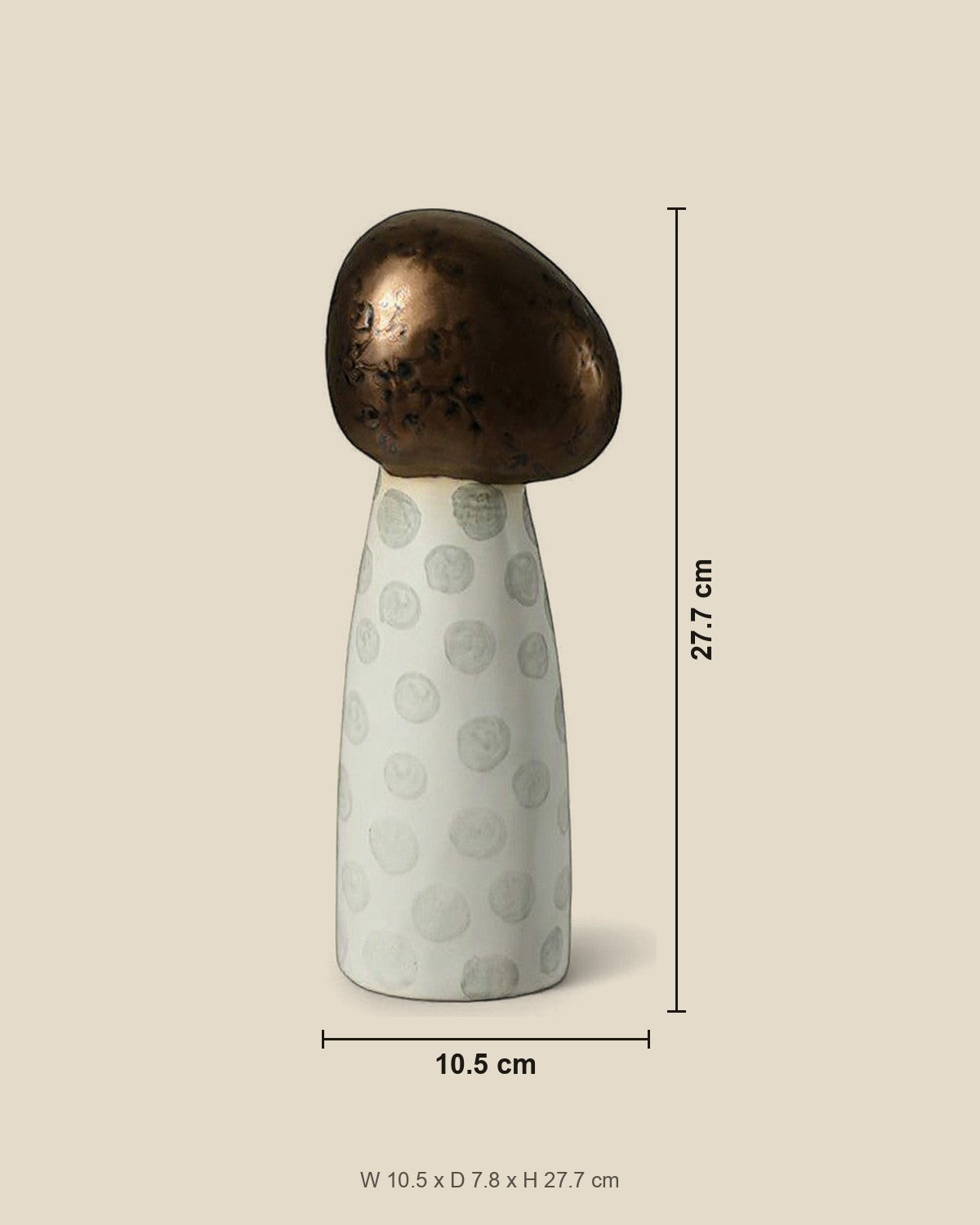 Hand-Painted Mushroom Ceramic Sculpture shown for scale