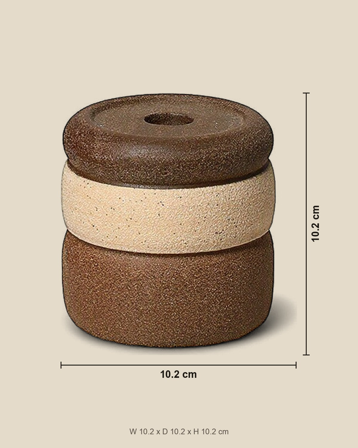 Multicolor Round Ceramic Candlestick shown for scale