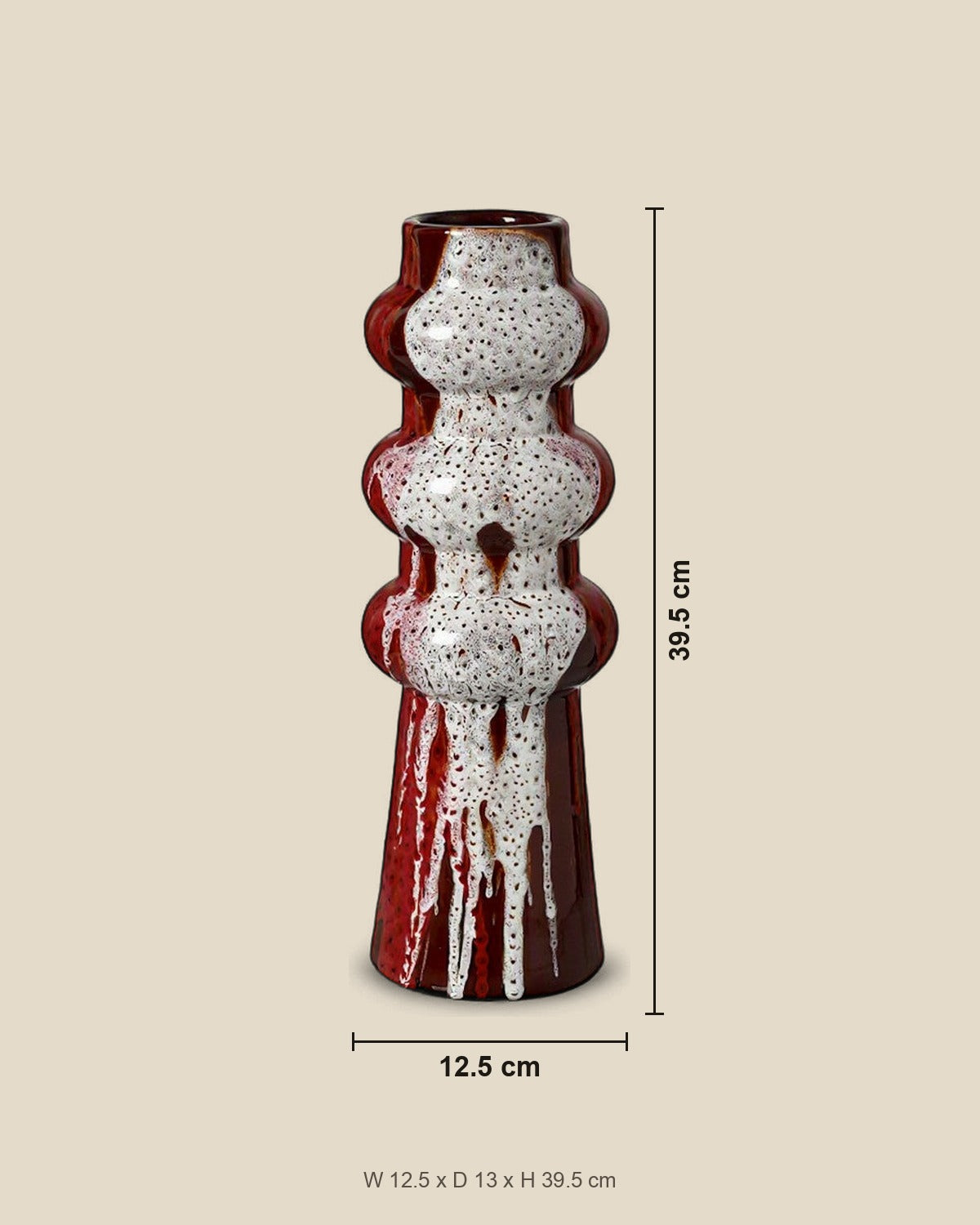 Colorful Splashed Glaze Ceramic Vase shown for scale