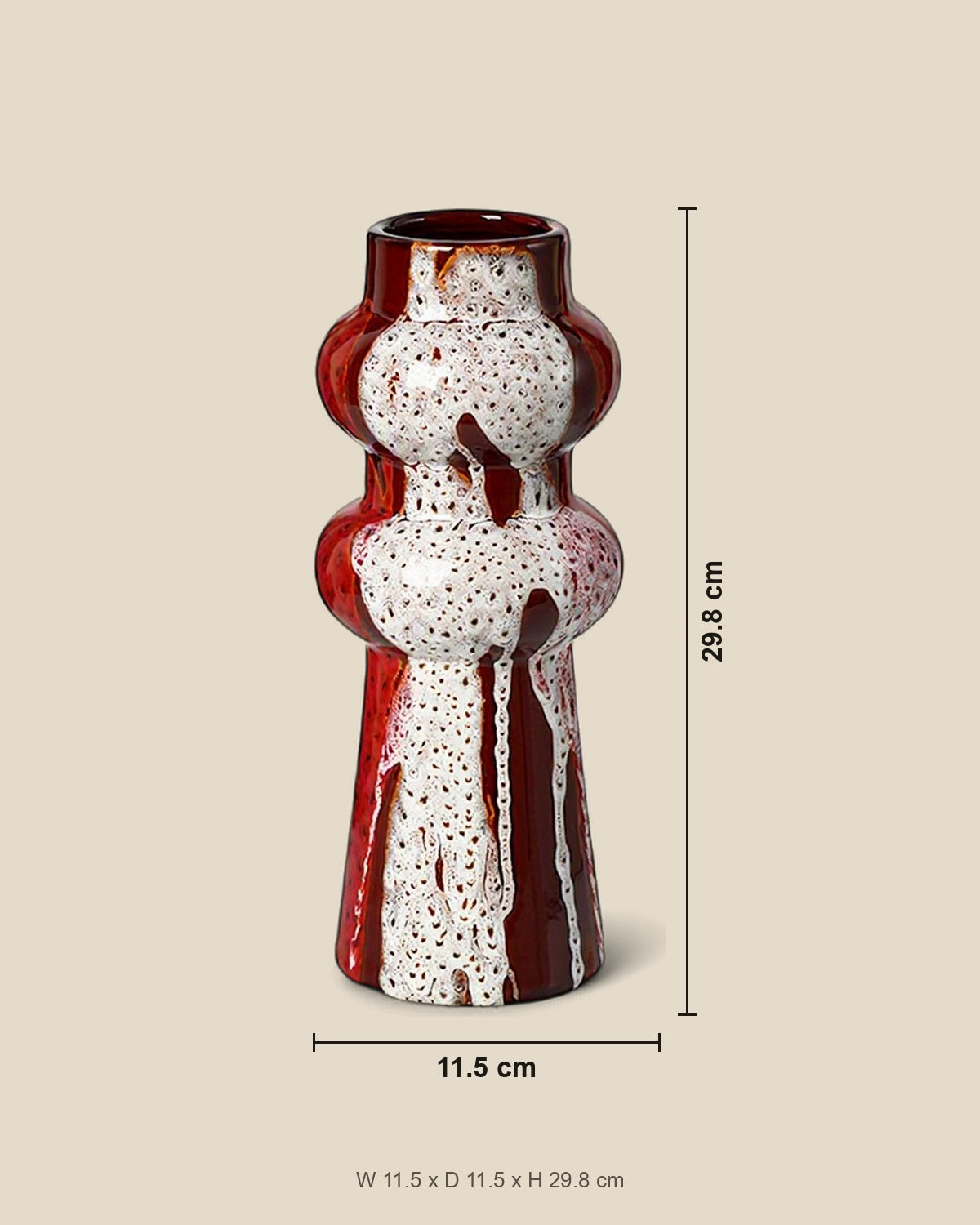 Colorful Splashed Glaze Ceramic Vase shown for scale
