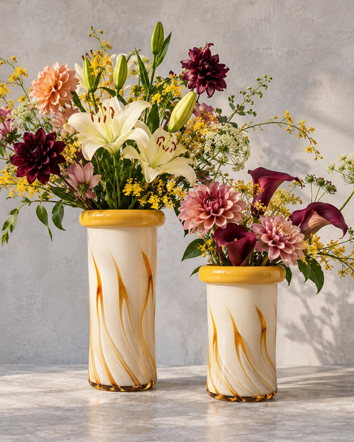 purple flowers with yellow accents
