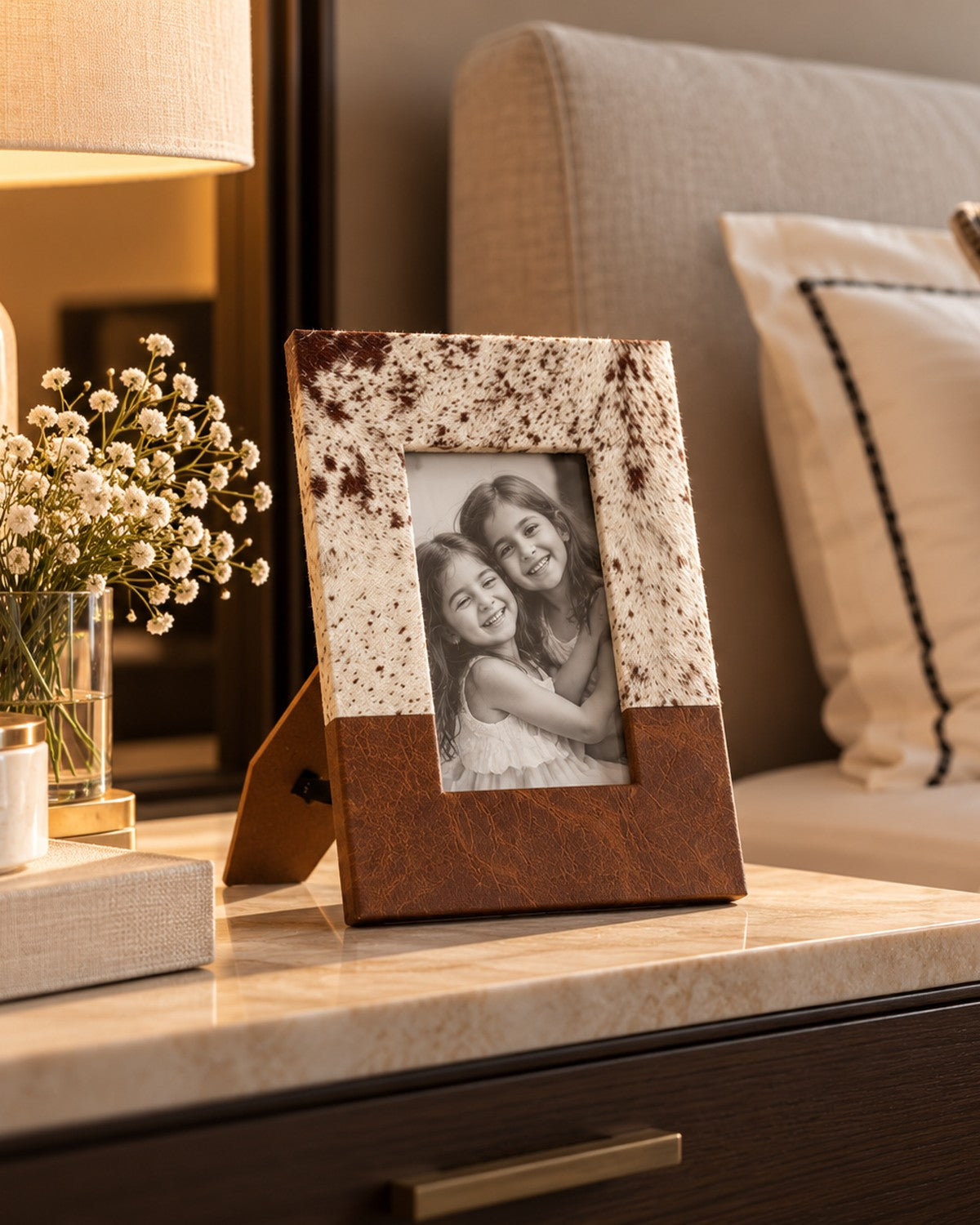 Fur-Textured Leather Photo Frame
