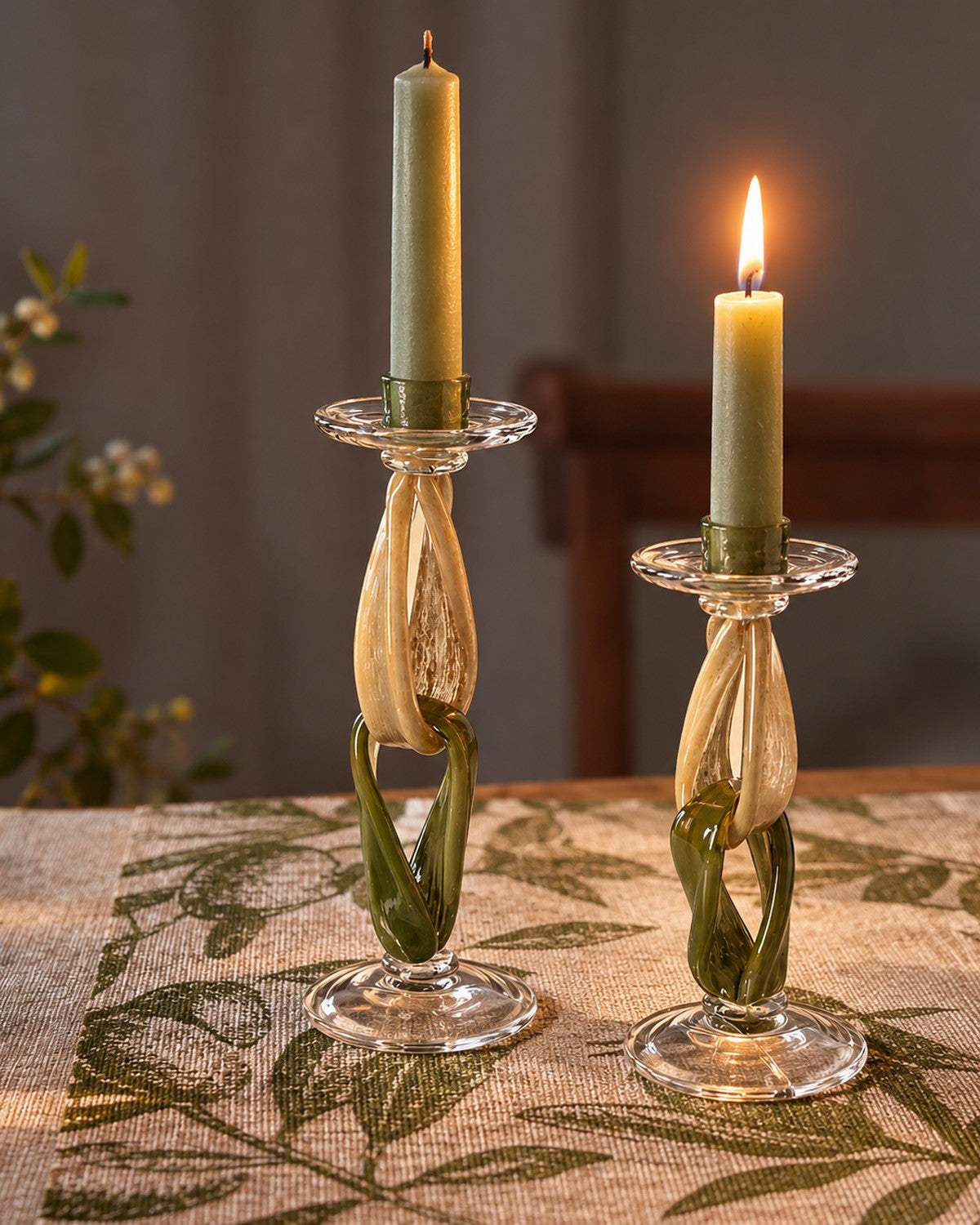 Twig Handmade Glass Candlestick