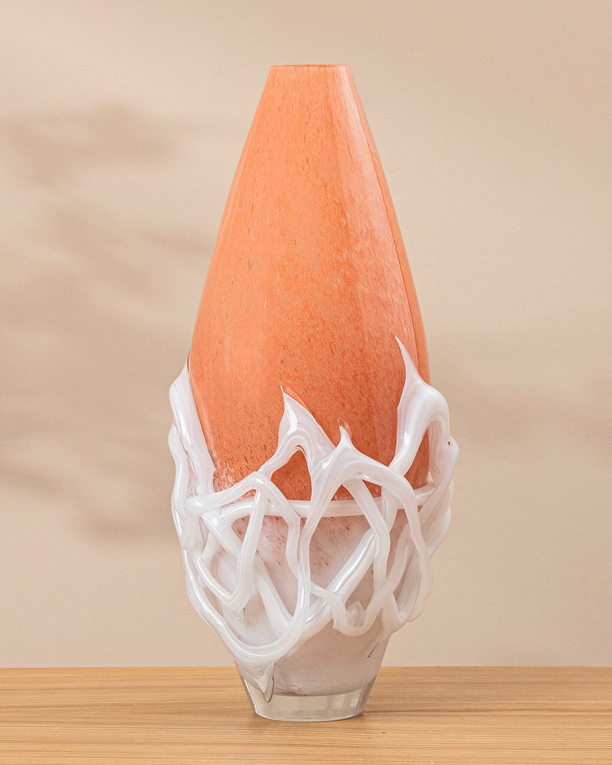 White & Orange Veined Glass Vase, photo 10