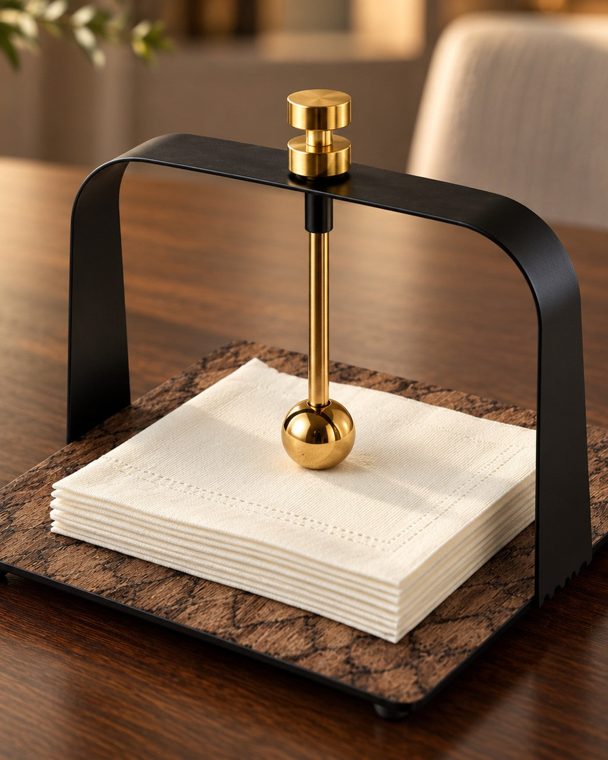 on a wood veneer base