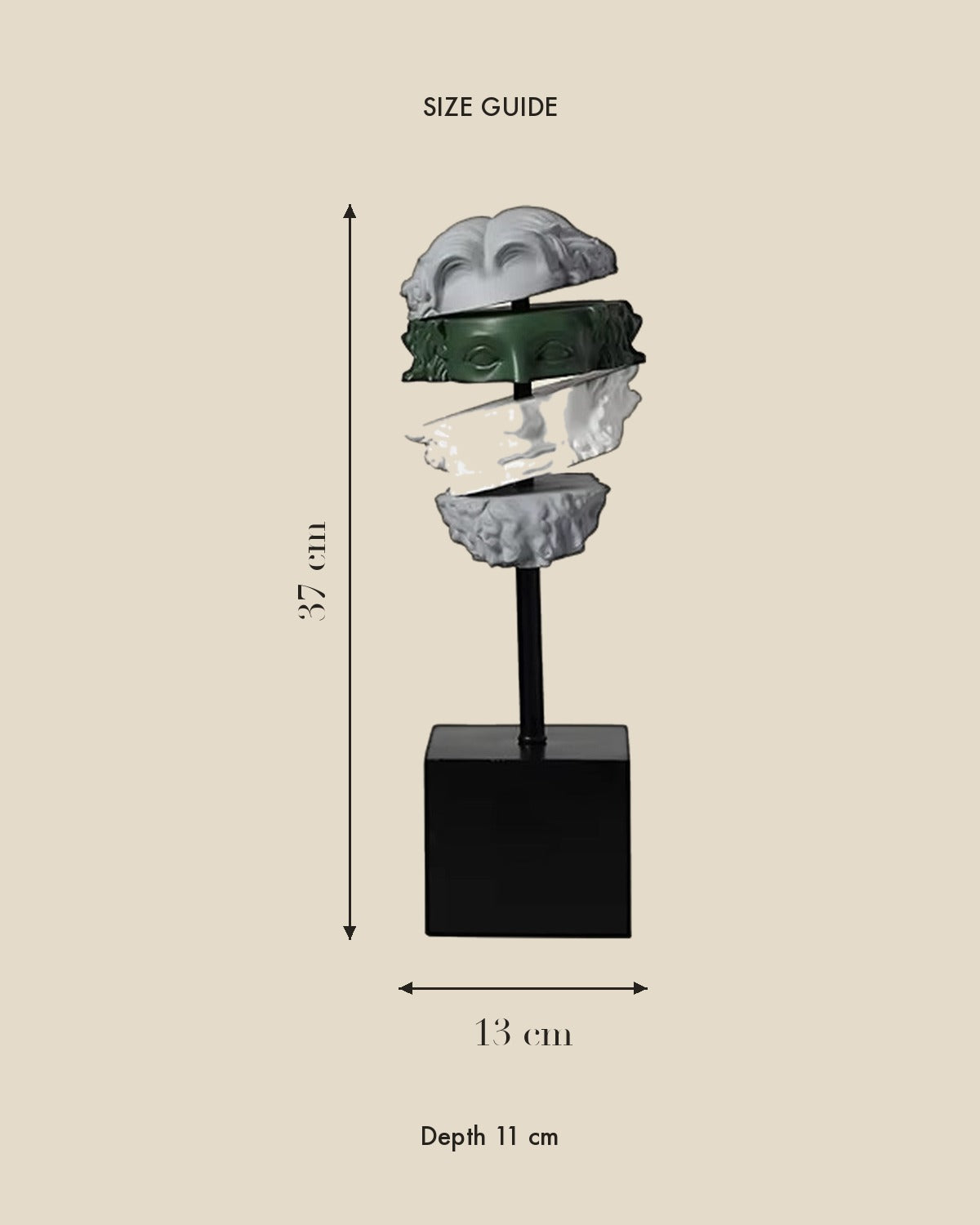 Art Deco Resin Metal Human Statue Sculpture size guide