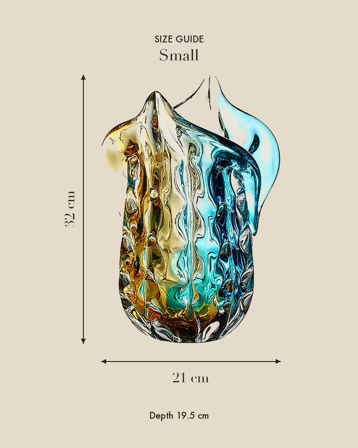 Concave Petal Glass Vase — Small size guide