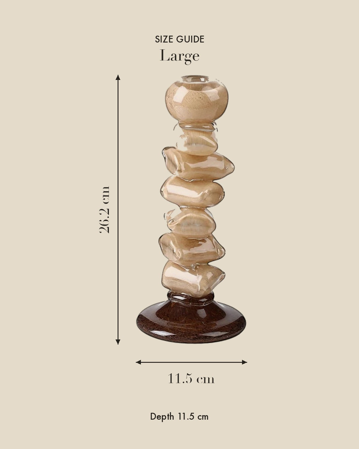 Handmade Glass Pebble Candle Holder — Large size guide