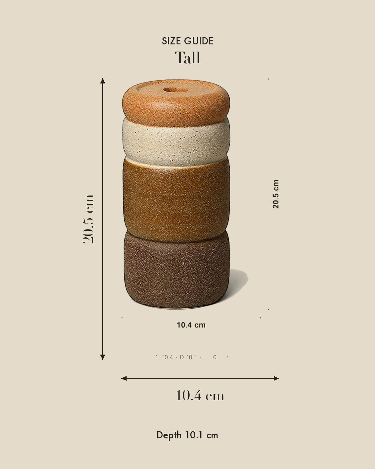 Multicolor Round Ceramic Candlestick — Tall size guide
