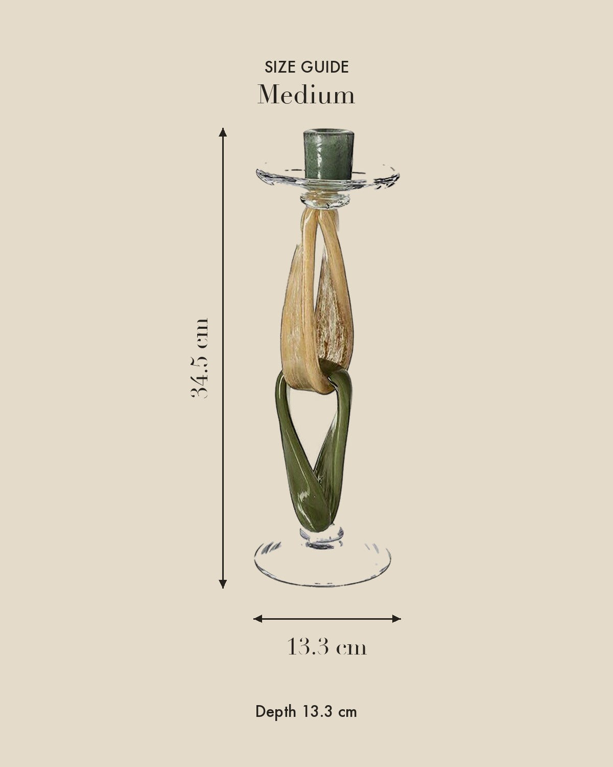 Twig Handmade Glass Candlestick — Medium size guide