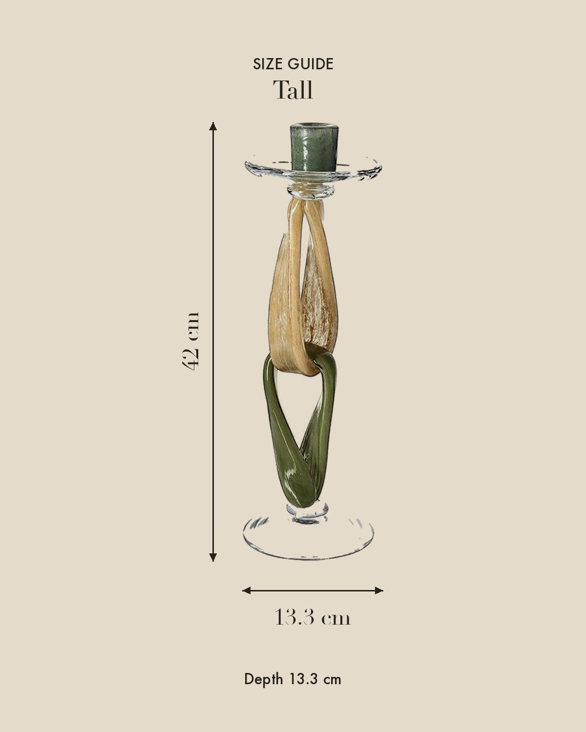 Twig Handmade Glass Candlestick — Tall size guide