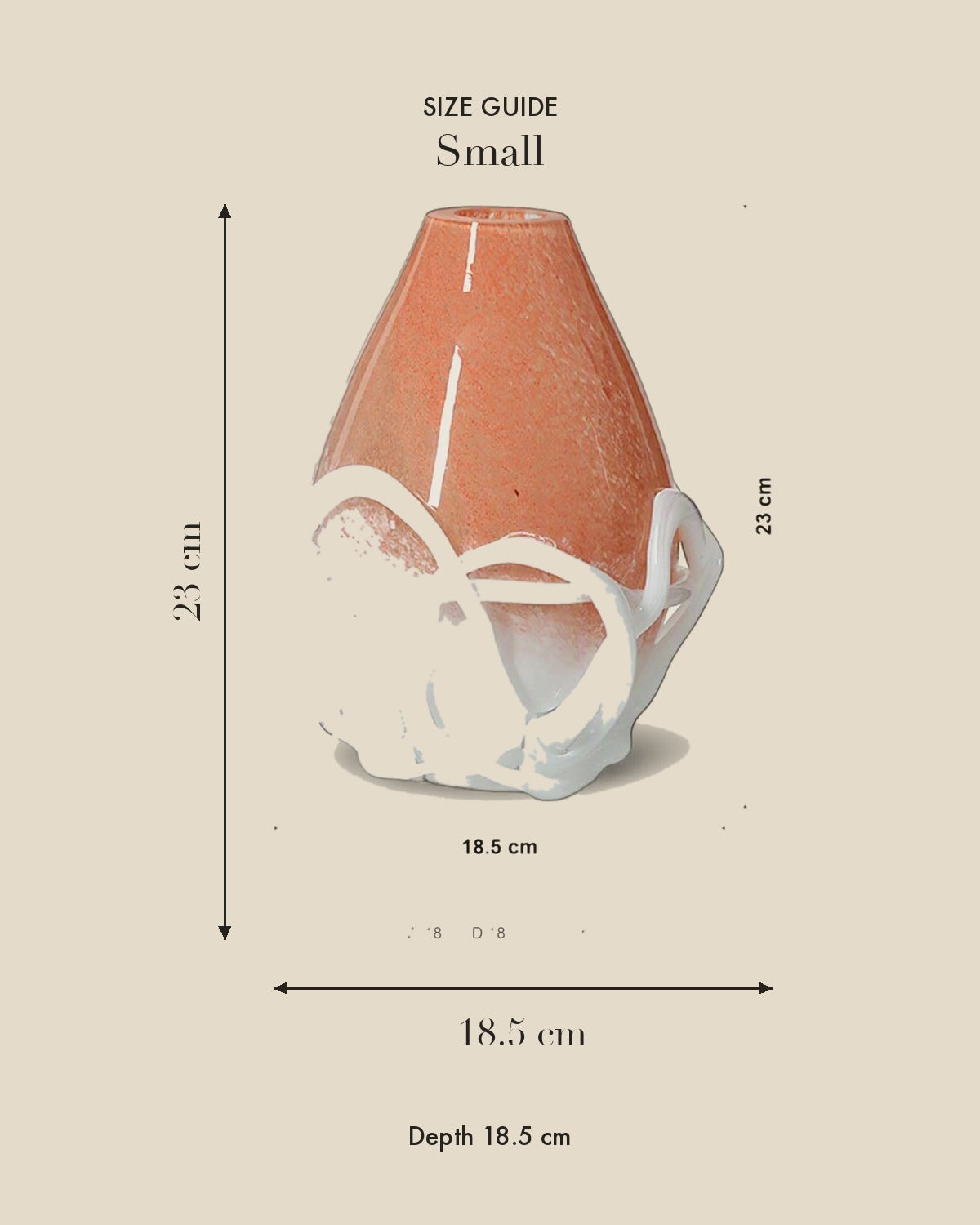 White & Orange Veined Glass Vase — Small size guide